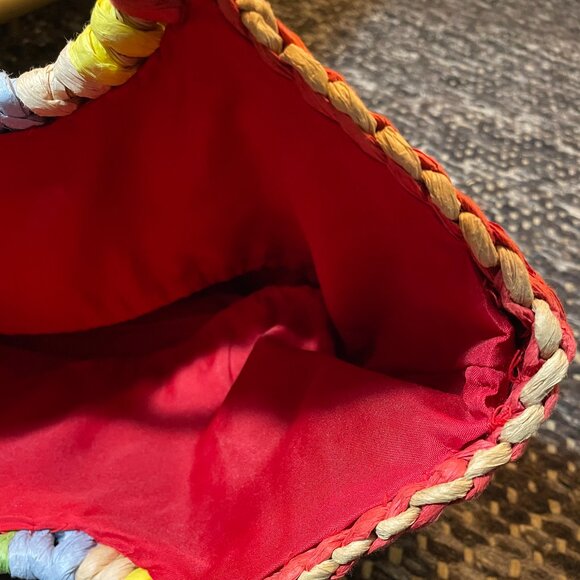 Rainbow drawstring straw bag - Picture 3 of 8